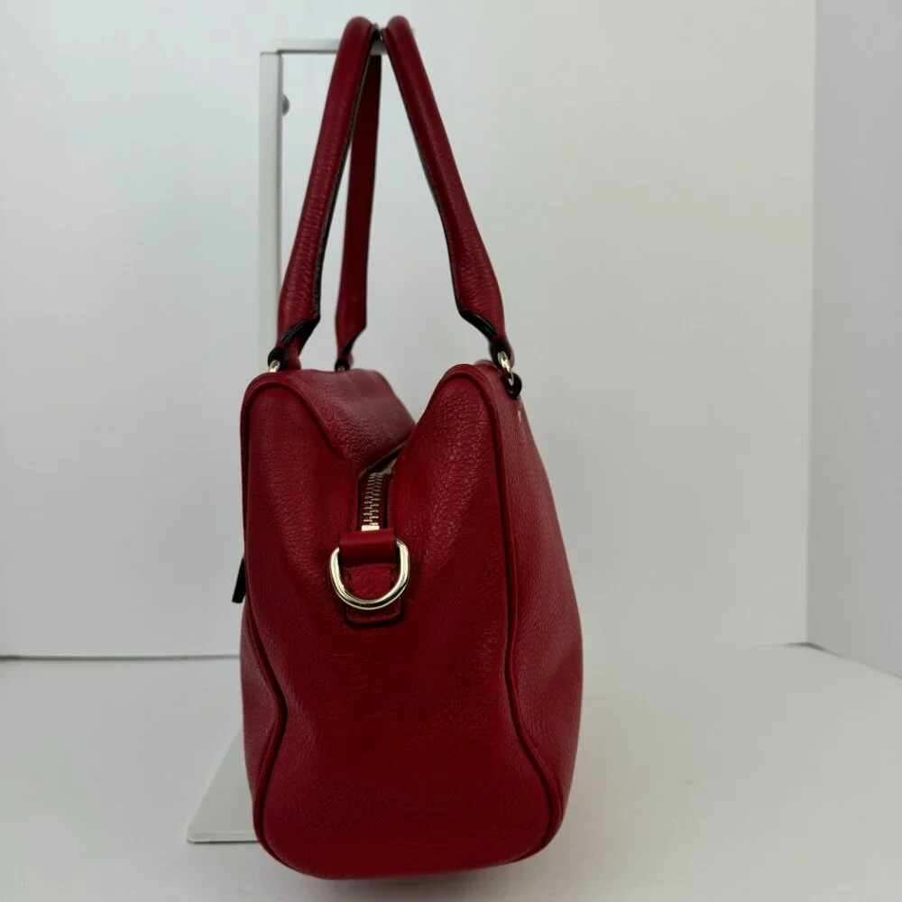 Kate Spade Red Pebbled Leather Satchel Handbag